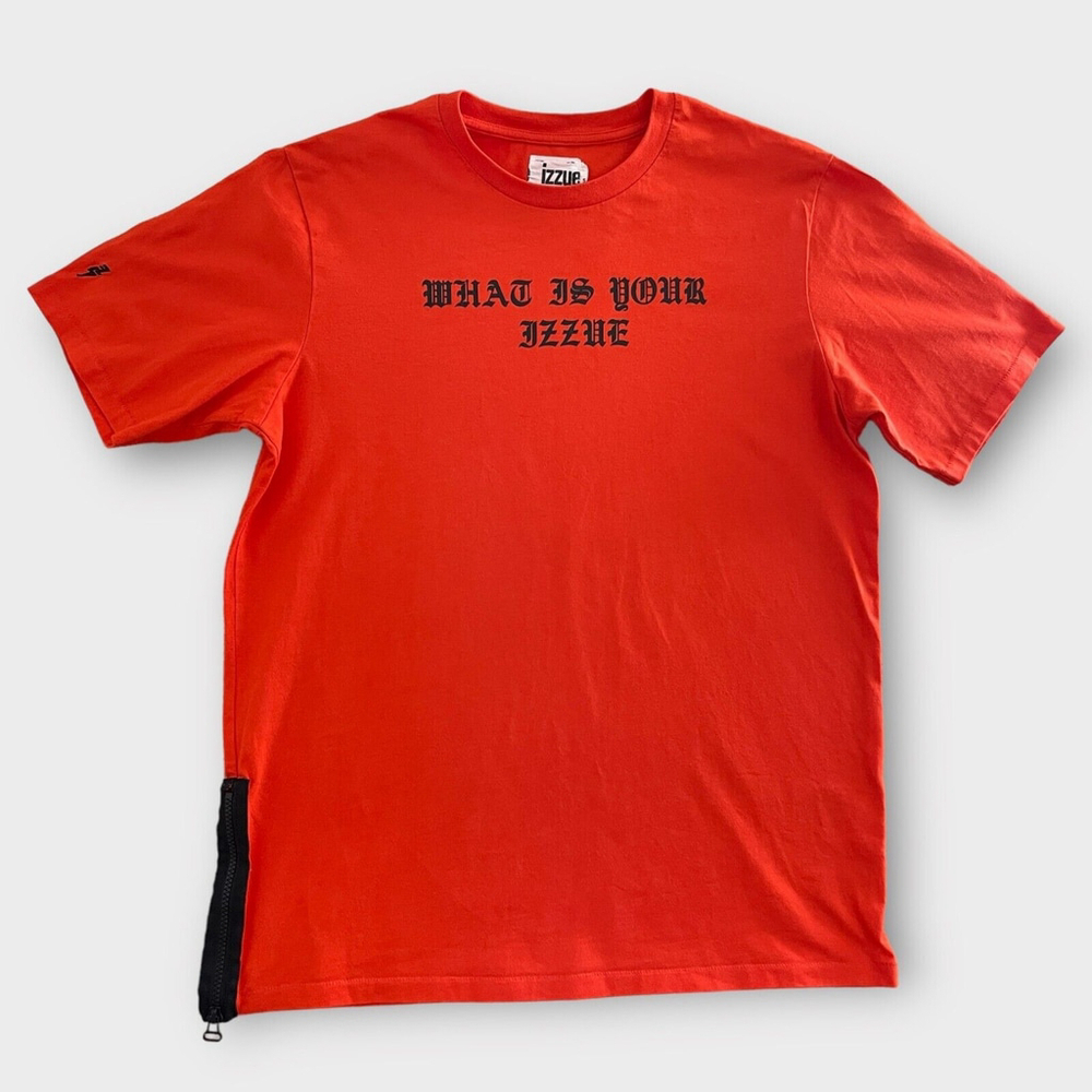 Izzue T-shirt Men's 5 (M-L) 100% Cotton Japanese Urban Streetwear Orange